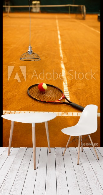 Picture of tennis racket and the ball